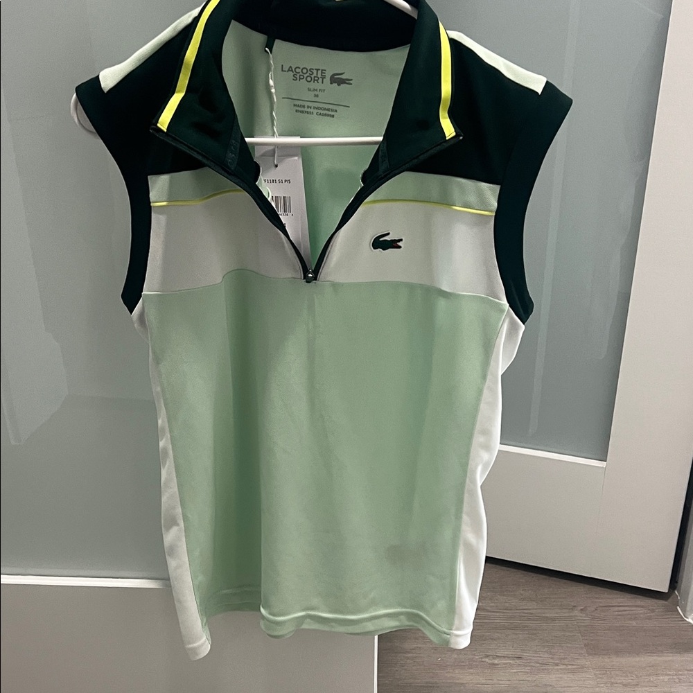 Lacoste Sport Green and White Sleeveless Top